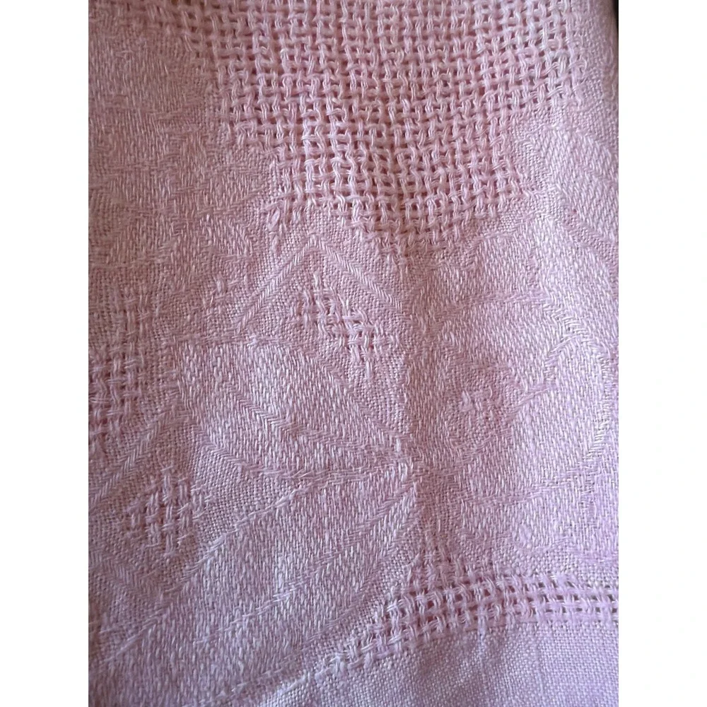 Tablecloth Pink Vintage Damask Floral Linen Woven Rectangular Classic